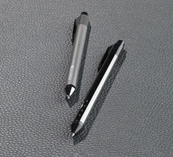 TUL® Fine Writing Solid Metal Barrel Retractable Gel Pen with 2 Refills, Medium Point, 0.7 mm, Gunmetal Barrel, Black & Blue Inks