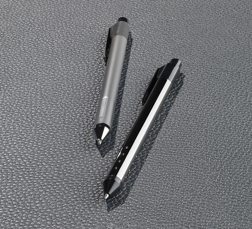 TUL® Fine Writing Solid Metal Barrel Retractable Gel Pen with 2 Refills, Medium Point, 0.7 mm, Gunmetal Barrel, Black & Blue Inks