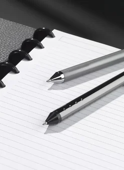 TUL® Fine Writing Solid Metal Barrel Retractable Gel Pen with 2 Refills, Medium Point, 0.7 mm, Gunmetal Barrel, Black & Blue Inks