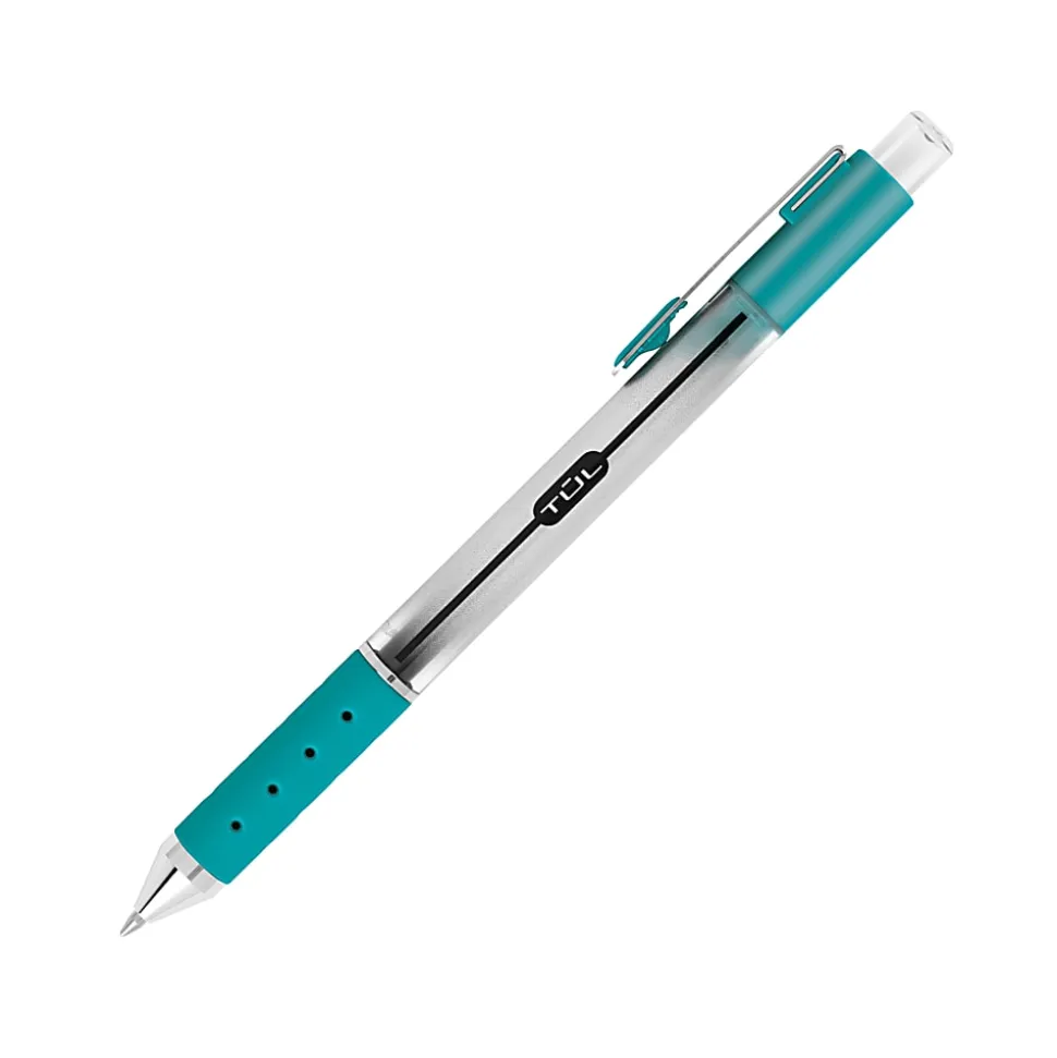 TUL® GL Series Retractable Gel Pens, Fine Point, 0.5 mm, Silver Barrel, Assorted Inks, Pack Of 4 Pens