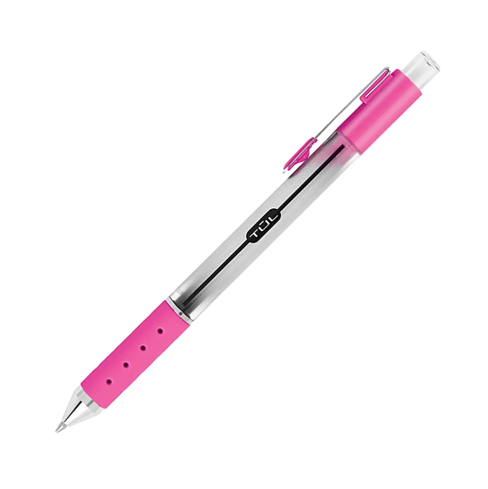 TUL® GL Series Retractable Gel Pens, Fine Point, 0.5 mm, Silver Barrel, Assorted Inks, Pack Of 4 Pens