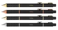 TUL® GL Series Retractable Gel Pens, Mixed Metals, Medium Point, 0.7 mm, Black Barrel, Black Ink, Pack Of 4 Pens
