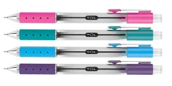 TUL® GL Series Retractable Gel Pens, Needle Point, 0.5 mm, Silver Barrel, Assorted Ink, Pack Of 4 Pens