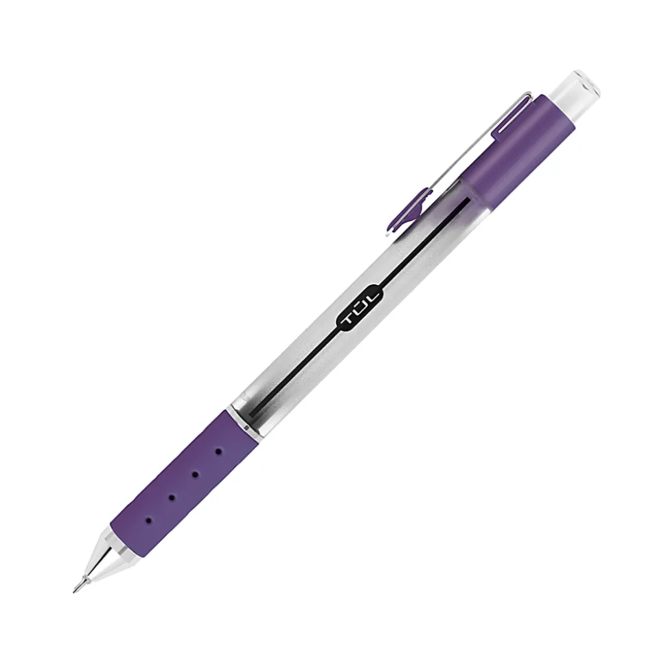 TUL® GL Series Retractable Gel Pens, Needle Point, 0.5 mm, Silver Barrel, Assorted Ink, Pack Of 4 Pens