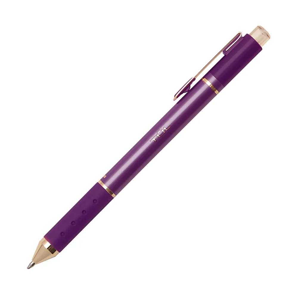 TUL® GL Series Retractable Gel Pen, Medium Point, 0.8 mm, Metallic Dark Purple Ink