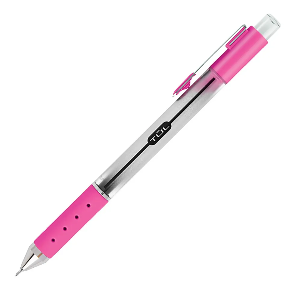 TUL® GL Series Retractable Gel Pens, Needle Point, 0.5 mm, Silver Barrel, Assorted Bright Inks, Pack Of 8 Pens