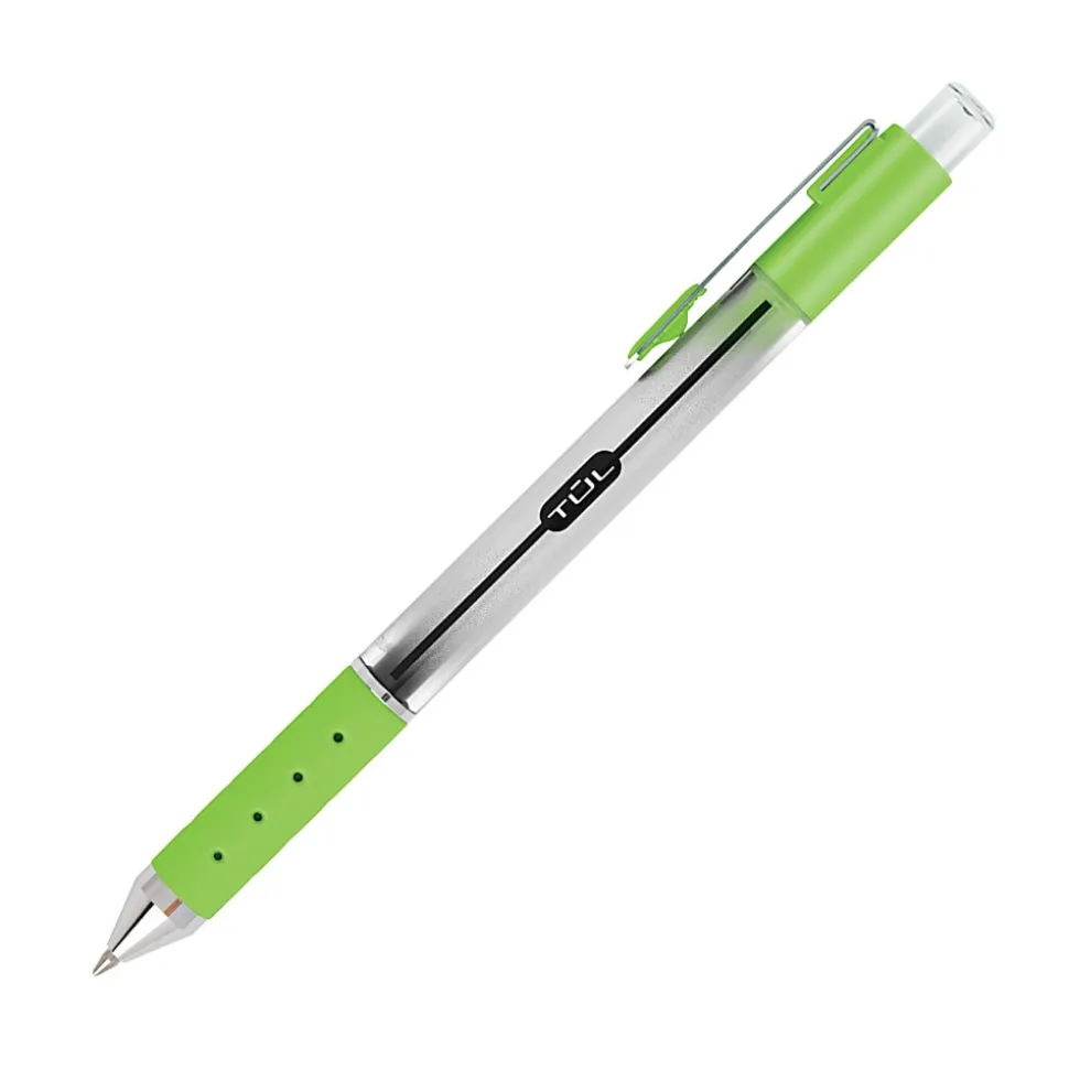 TUL® GL Series Retractable Gel Pens, Fine Point, 0.5 mm, Silver Barrel, Assorted Bright Inks, Pack Of 8 Pens