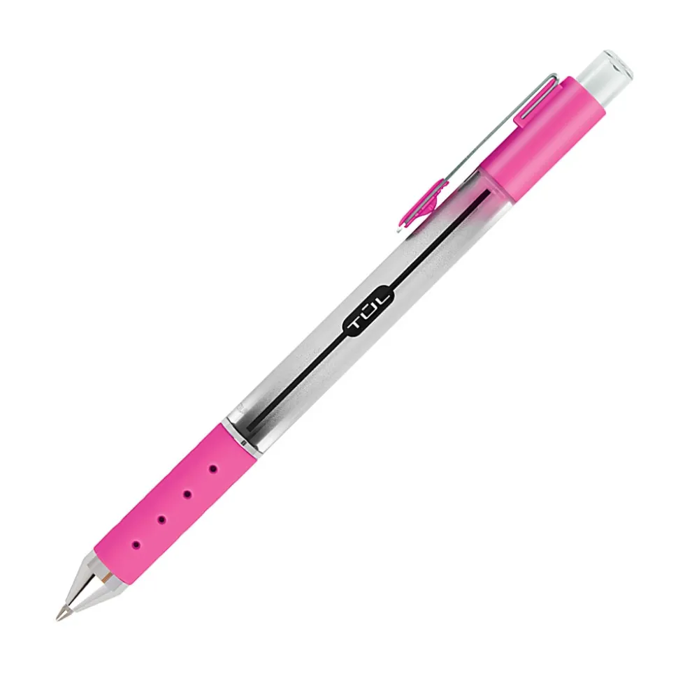 TUL® GL Series Retractable Gel Pens, Fine Point, 0.5 mm, Silver Barrel, Assorted Bright Inks, Pack Of 8 Pens