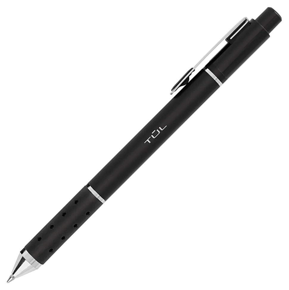 TUL® GL Series Retractable Gel Pens, Medium Point, 0.7 mm, Black Barrel, Black Ink, Pack Of 12 Pens
