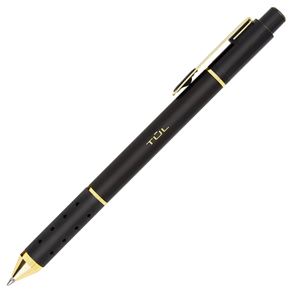 TUL® GL Series Retractable Gel Pens, Medium Point, 0.7 mm, Black Barrel, Black Ink, Pack Of 12 Pens
