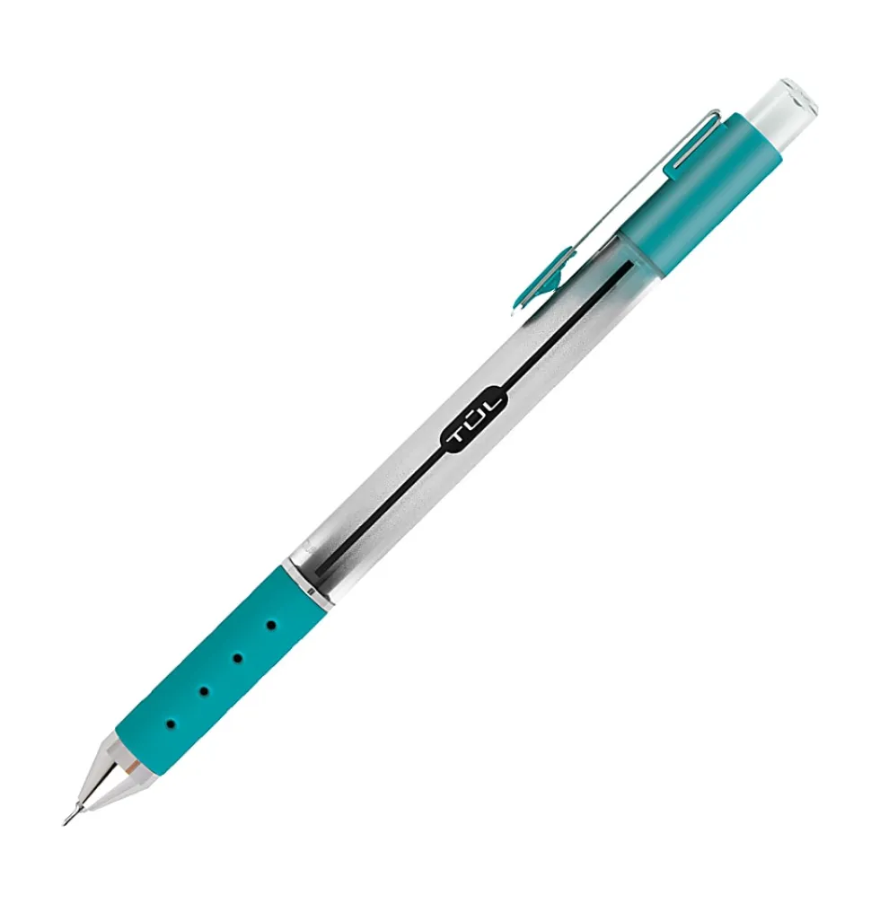 TUL® GL Series Retractable Gel Pens, Needle Point, 0.7 mm, Silver Barrel, Assorted Bright Inks, Pack Of 8 Pens