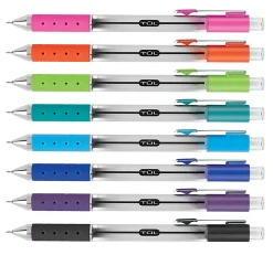 TUL® GL Series Retractable Gel Pens, Needle Point, 0.7 mm, Silver Barrel, Assorted Bright Inks, Pack Of 8 Pens