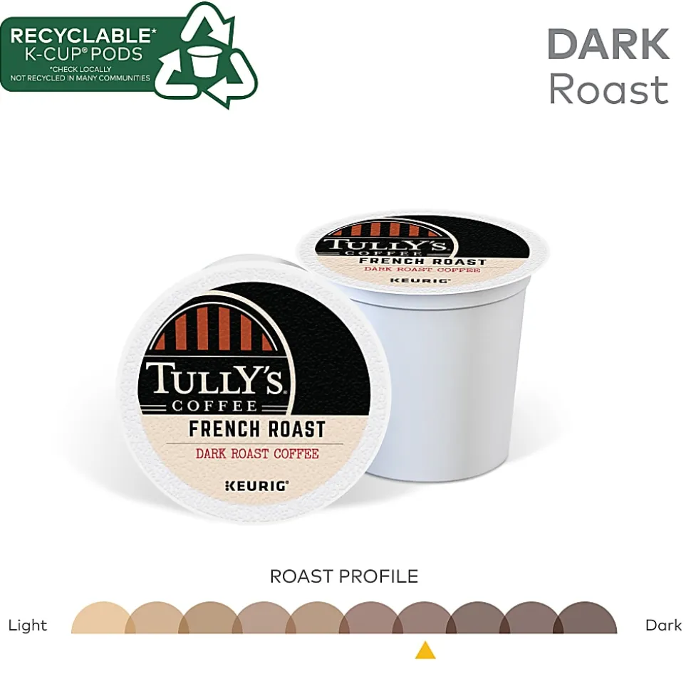 Tully's Coffee French Roast Keurig Single-Serve K-Cup Pods, Dark Roast, 24 Pods Per Pack, Case Of 4 Packs