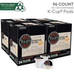 Tully's® Coffee Single-Serve Coffee K-Cup®, Hawaiian Blend, 96 Count (4 Packs of 24)