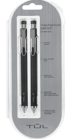 TUL® Mechanical Pencils, 0.5 mm, Black Barrels, Pack Of 2 Pencils