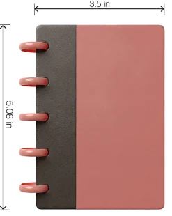 TULĀ® Mini Discbound Notebook With Soft-Touch Cover, Narrow Ruled, 60 Sheets, 5" x 3-1/2", Pink/Brown