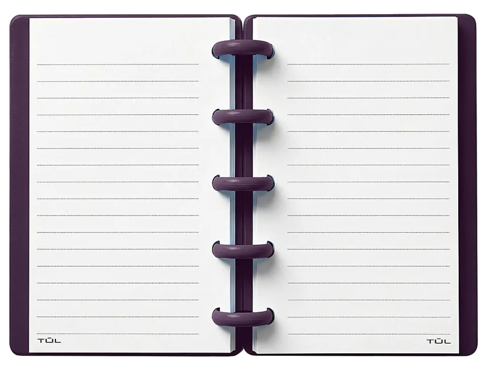 TUL® Mini Discbound Notebook With Soft-Touch Cover, Narrow Ruled, 60 Sheets, 5" x 3-1/2", Purple/Pink