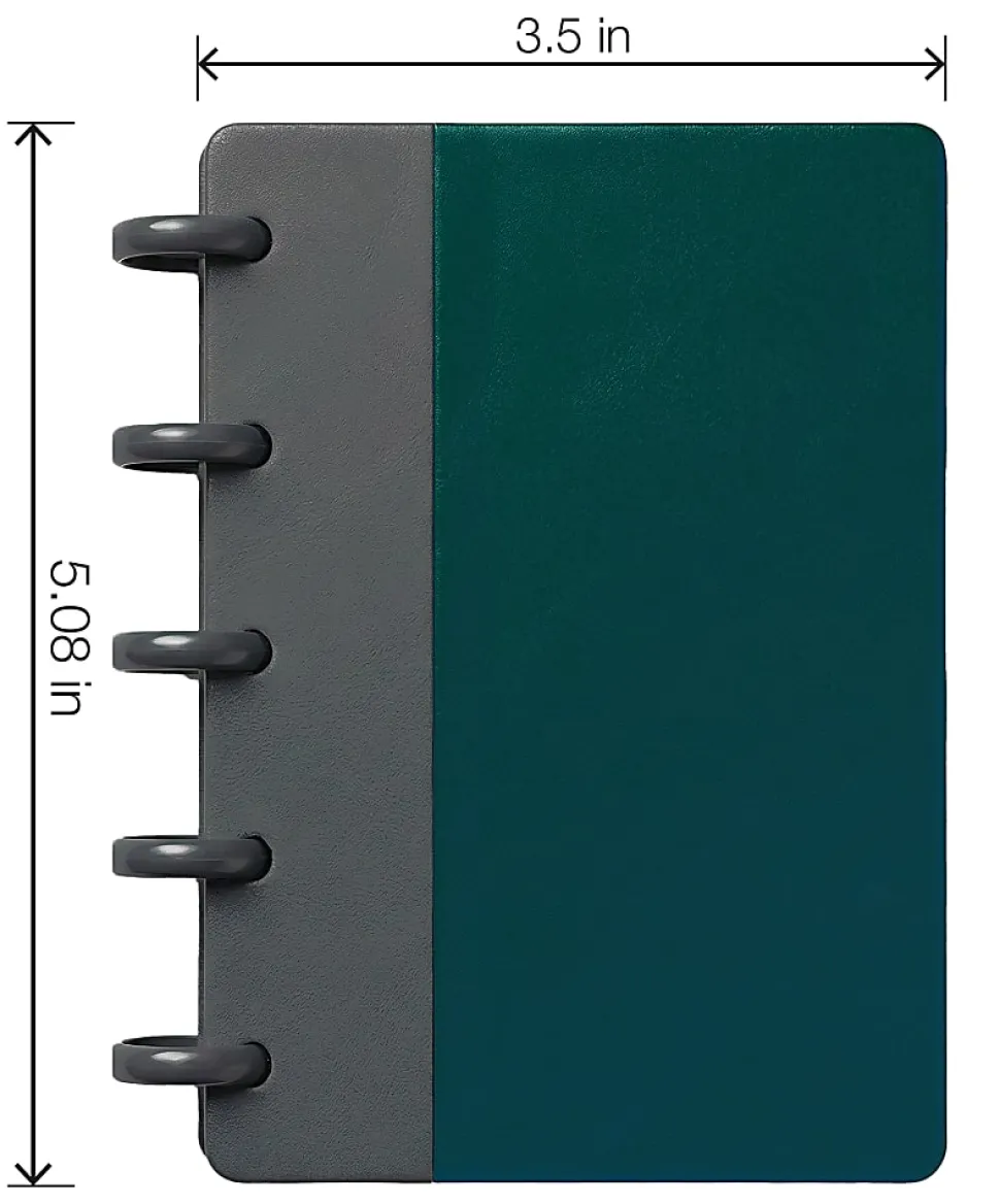 TUL® Mini Discbound Notebook With Soft-Touch Cover, Narrow Ruled, 60 Sheets, 5" x 3-1/2", Turquoise/Gray