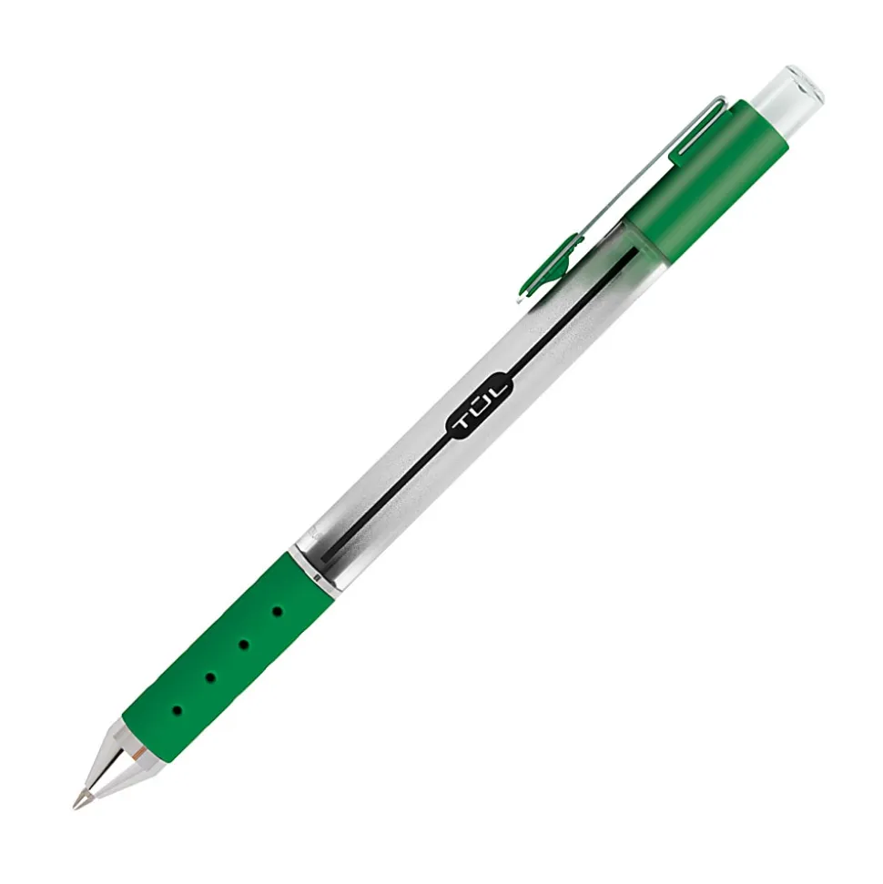 TUL® Retractable Gel Pens, Medium Point, 0.7 mm, Silver Barrel, Red/Sky Blue/Blue/Green Inks, Pack Of 4 Pens