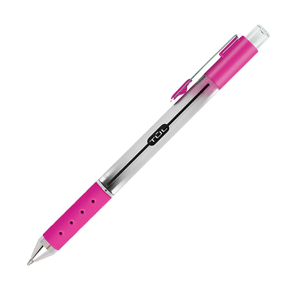 TUL® Retractable Gel Pens, Medium Point, 0.7 mm, Silver Barrel, Black/Navy/Purple/Lavender Inks, Pack Of 4 Pens