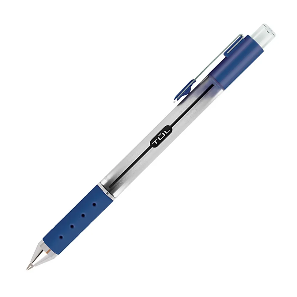 TUL® Retractable Gel Pens, Medium Point, 0.7 mm, Silver Barrel, Black/Navy/Purple/Lavender Inks, Pack Of 4 Pens