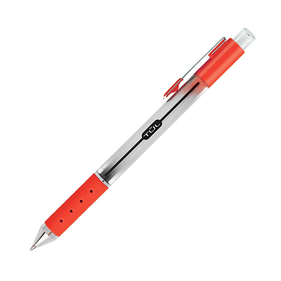 TUL® Retractable Gel Pens, Medium Point, 0.7 mm, Silver Barrel, Black/Blue/Red Inks, Pack Of 4 Pens