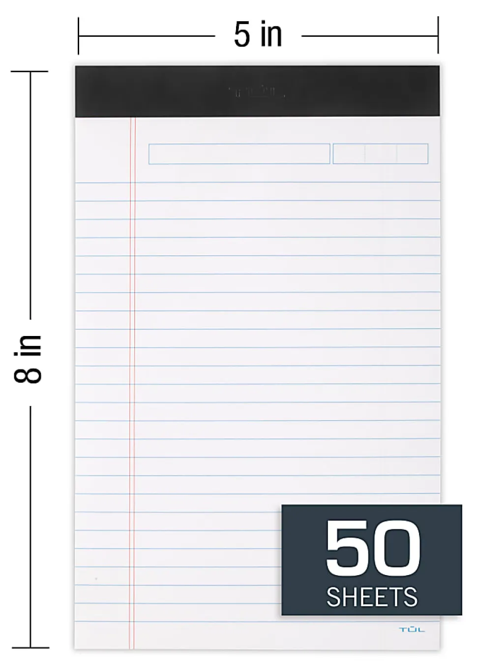 TUL® Writing Pads, Junior Size, Narrow Rule, 50 Sheets Per Pad, White, Pack Of 6 Pads