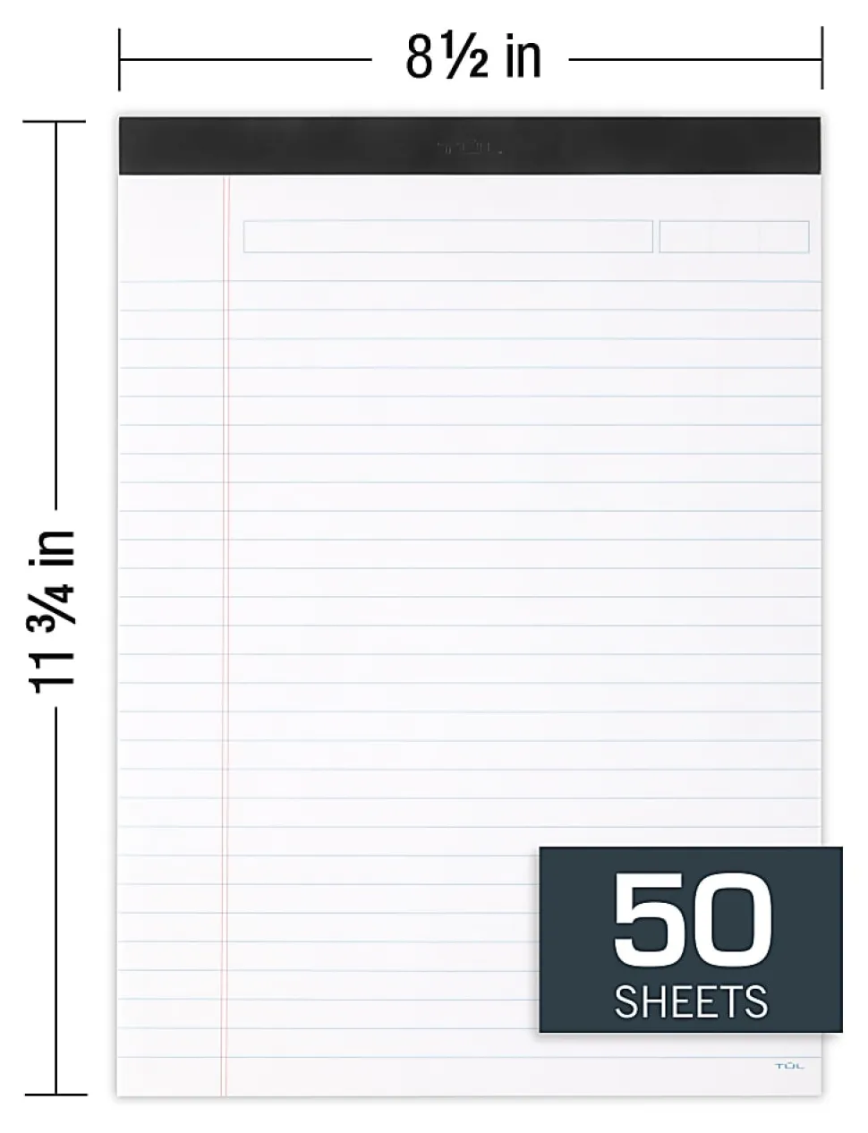 TUL® Writing Pads, Letter Size, Wide Rule, 50 Sheets Per Pad, White, Pack Of 6 Pads