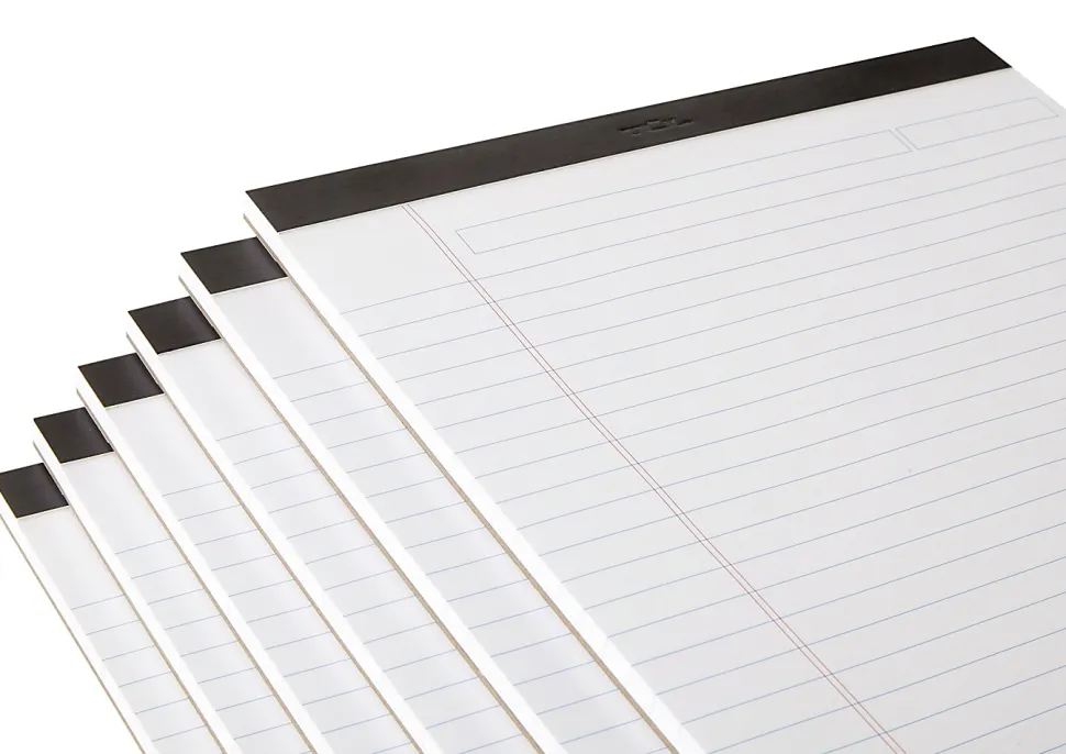 TUL® Writing Pads, Letter Size, Wide Rule, 50 Sheets Per Pad, White, Pack Of 6 Pads
