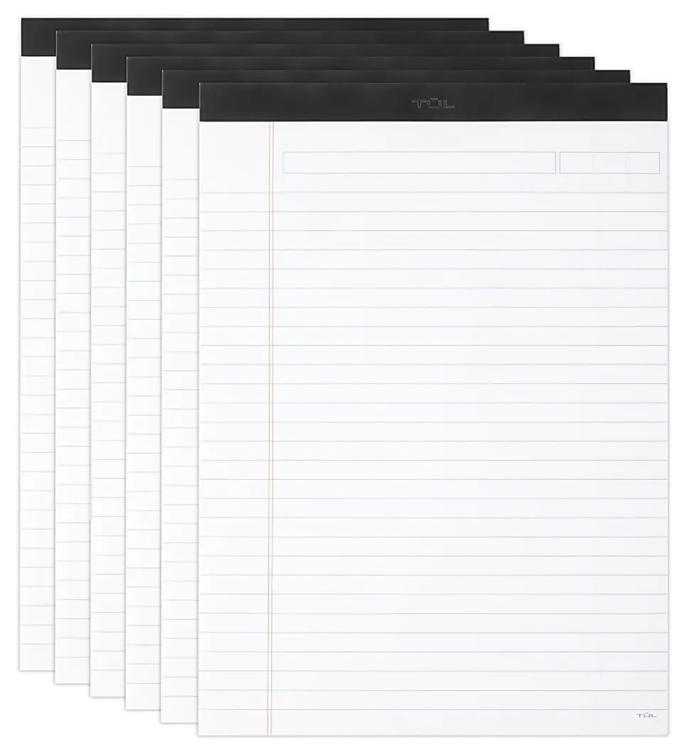 TUL® Writing Pads, Letter Size, Wide Rule, 50 Sheets Per Pad, White, Pack Of 6 Pads