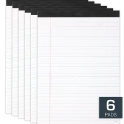 TUL® Writing Pads, Letter Size, Wide Rule, 50 Sheets Per Pad, White, Pack Of 6 Pads