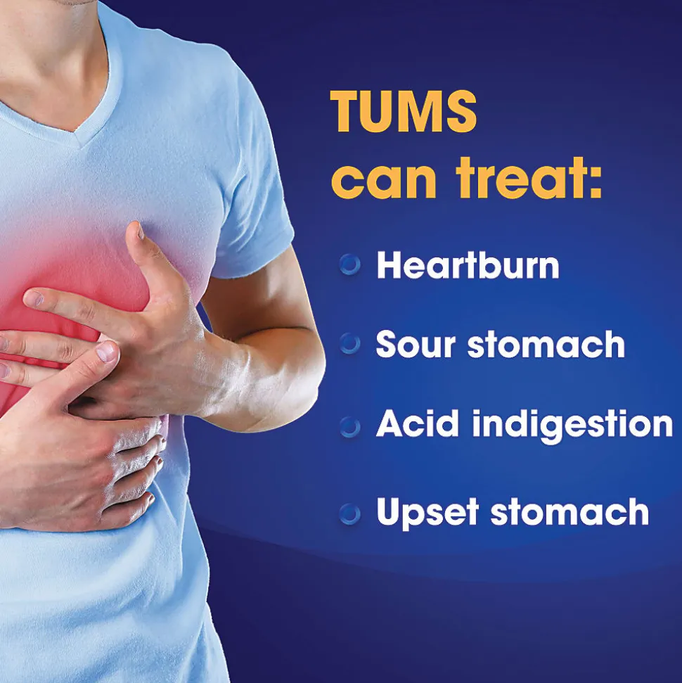 TUMS Chewy Bites Chewable Antacid Tablets, Assorted Berries, Bottle Of 32 Tablets