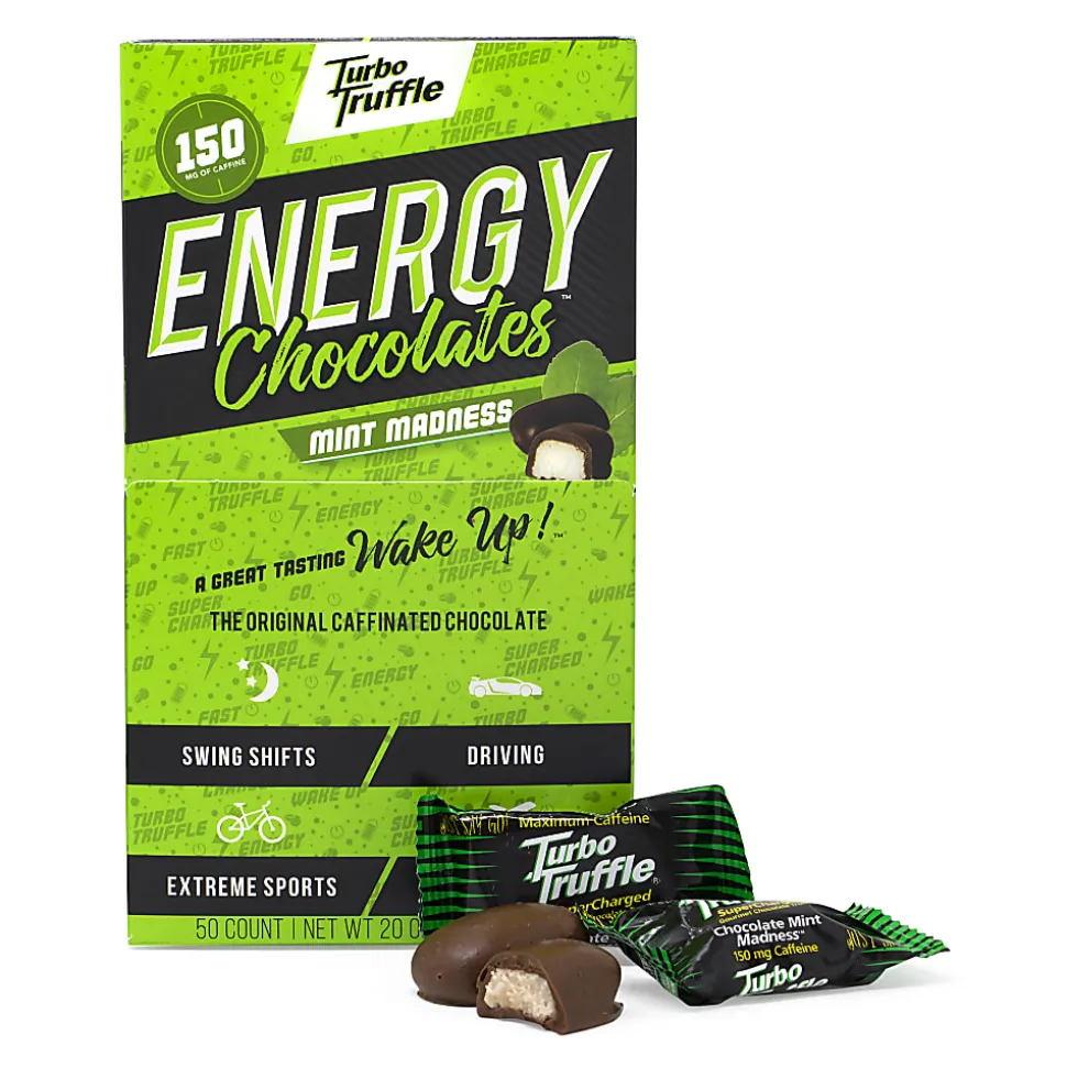 Turbo Truffles Energy Chocolate Mint Madness Truffles, Box Of 50 Truffles