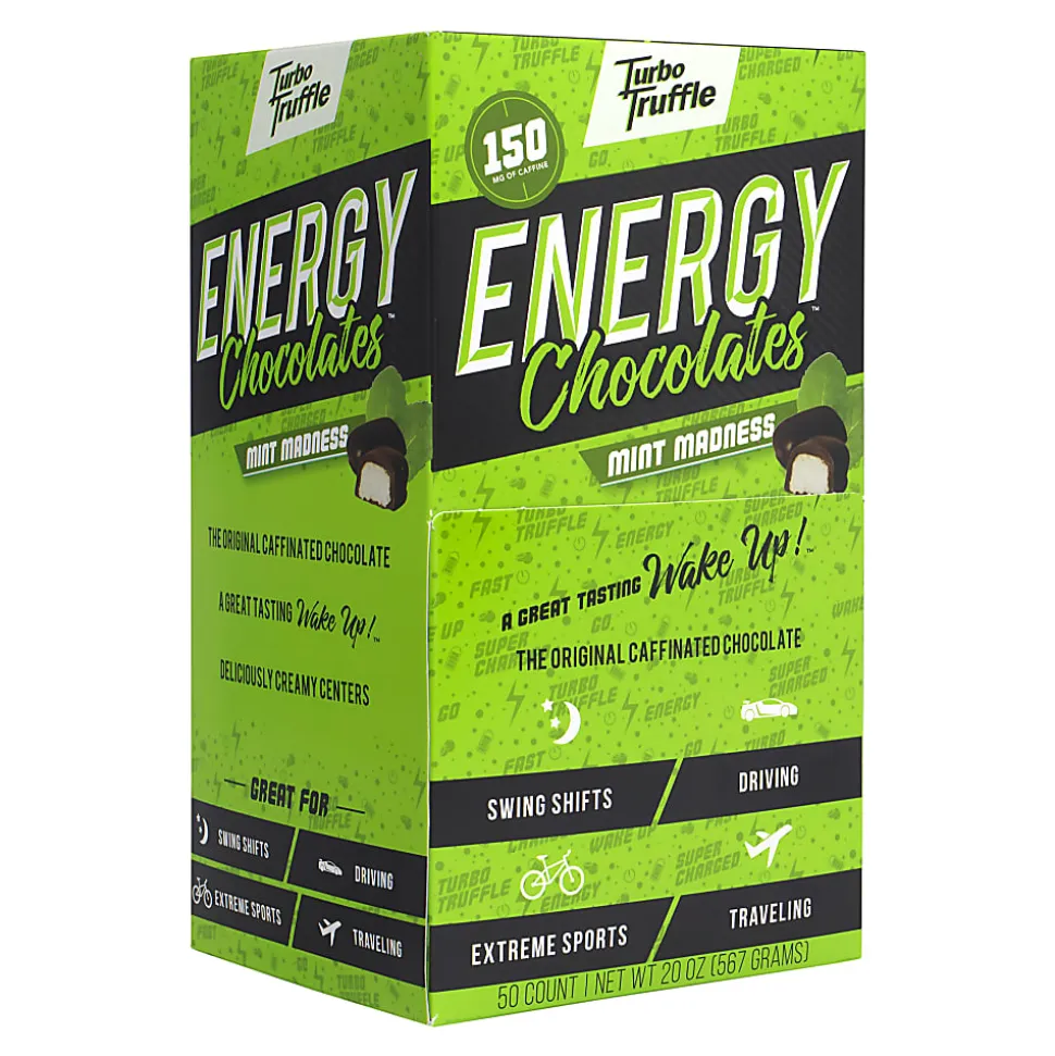 Turbo Truffles Energy Chocolate Mint Madness Truffles, Box Of 50 Truffles