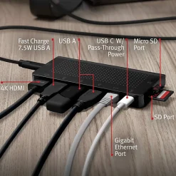 Twelve South StayGo | USB-C Hub - 85 W - USB Type C - 5 x USB Ports - 3 x USB 3.0 - Network (RJ-45) - HDMI - Wired
