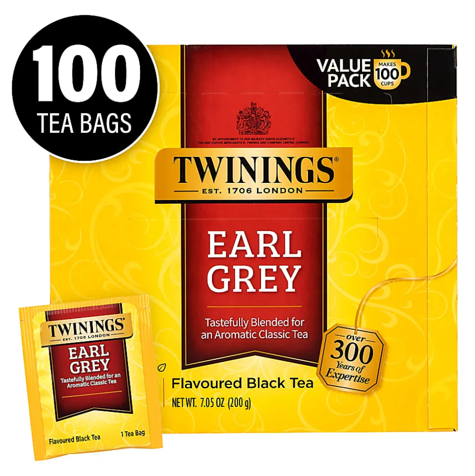 Twinings Earl Grey Black Tea Bags, Pack Of 100 Bags