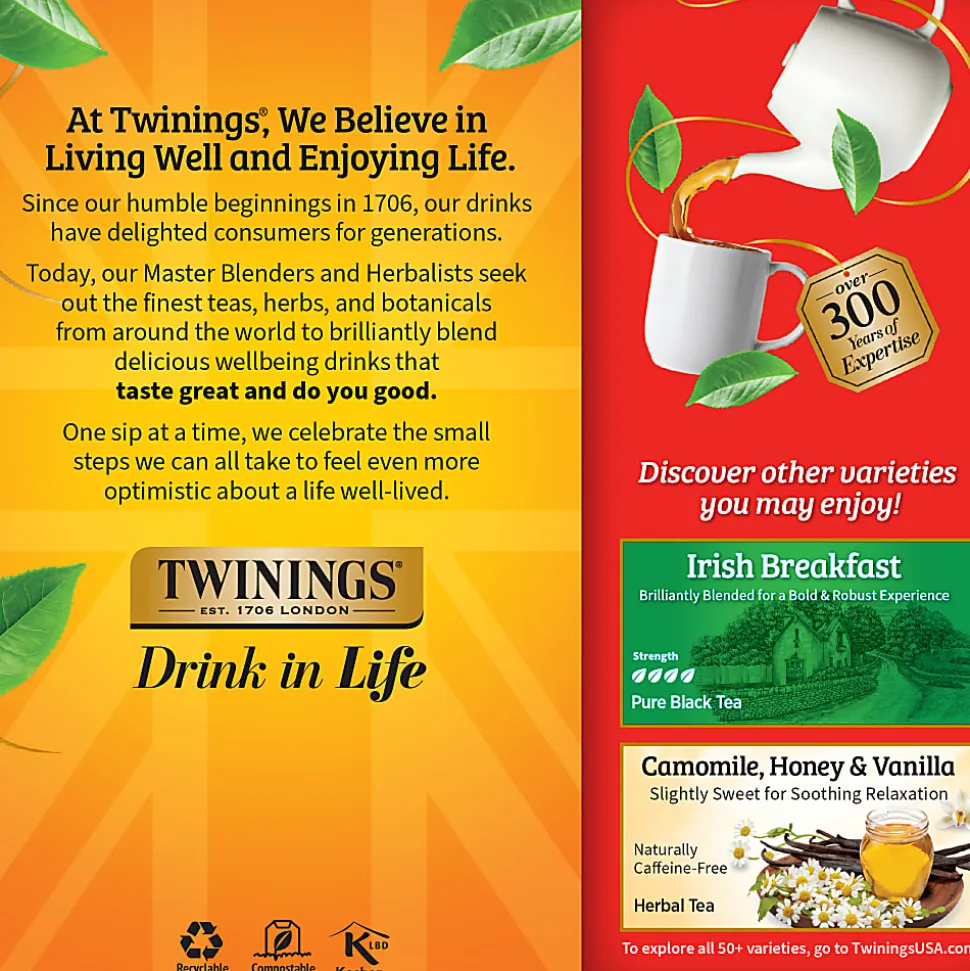 Twinings® English Breakfast Tea Bags, 25/Box