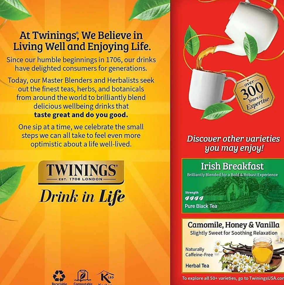 Twinings® English Breakfast Tea Bags, 25/Box