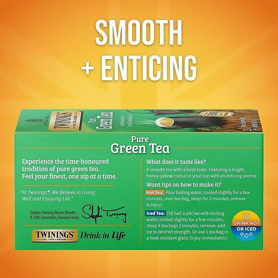 Twinings® Green Tea Bags, 2 Oz, 25/Box