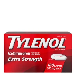 Tylenol Extra Strength Caplets with 500 mg Acetaminophen, Box of 100 Caplets
