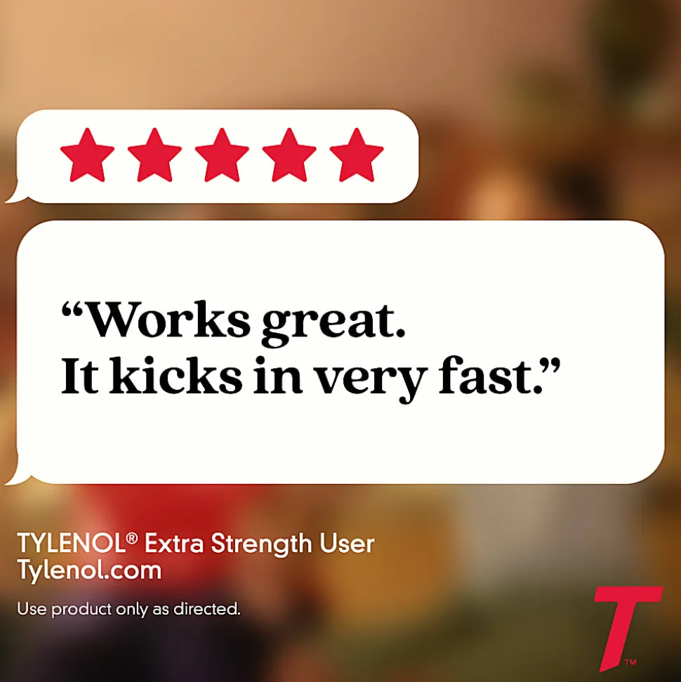 Tylenol Extra Strength Caplets with 500 mg Acetaminophen, Box of 100 Caplets