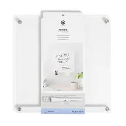 U Brands® Acrylic Dry-Erase Board With Magnetic Bulletin Bar, 16” x 16”, Clear