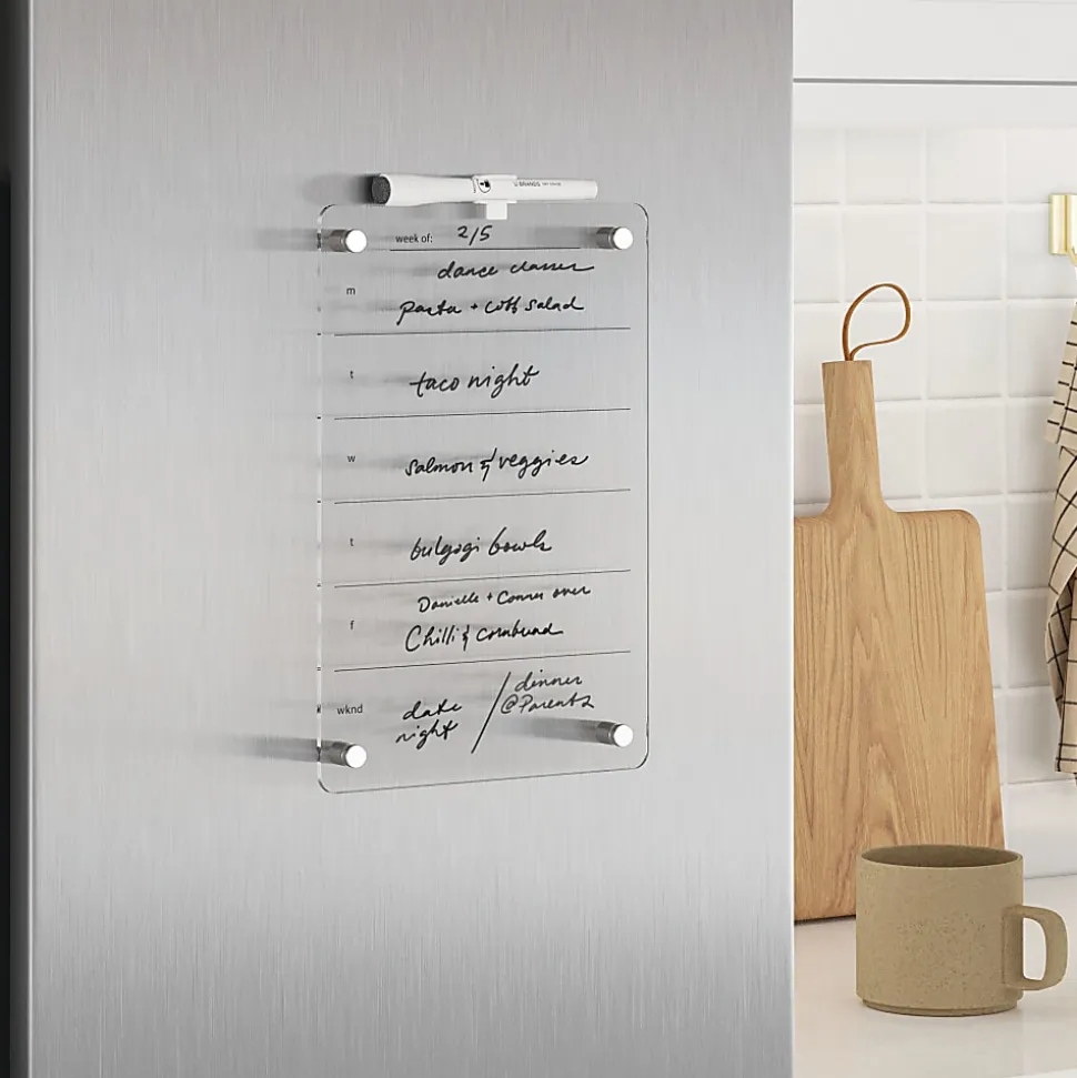 U Brands® Acrylic Magnetic Mount Dry-Erase Weekly Calendar Board, 8” x 12”, Clear
