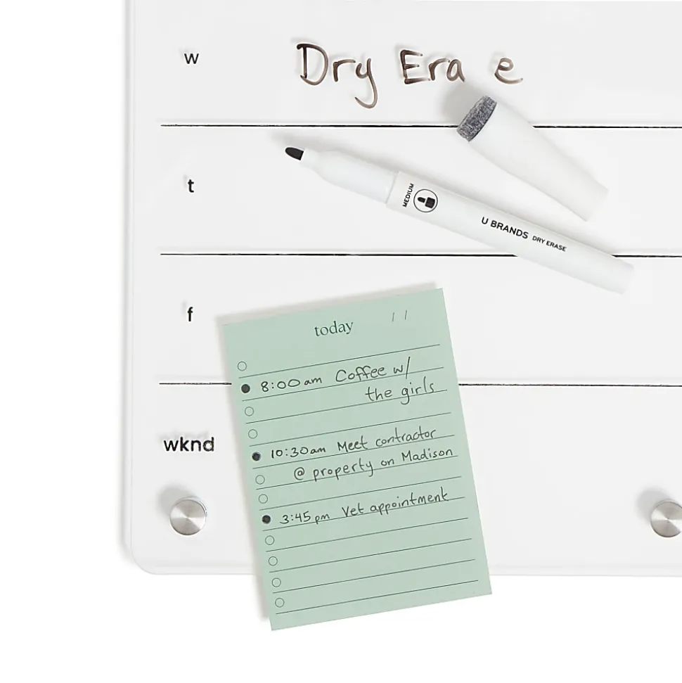 U Brands® Acrylic Magnetic Mount Dry-Erase Weekly Calendar Board, 8” x 12”, Clear
