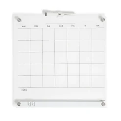 U Brands® Acrylic Monthly Calendar Dry-Erase Board With Magnetic Bulletin Bar, 16” x 16”, Clear