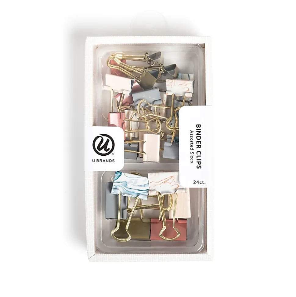 U Brands® Binder Clip Set, Assorted Sizes, Set in Stone, Set Of 24 Clips