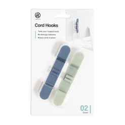 U Brands Cable Wrap Cord Organizer Hooks, Blue/Green, Set Of 2 Hooks