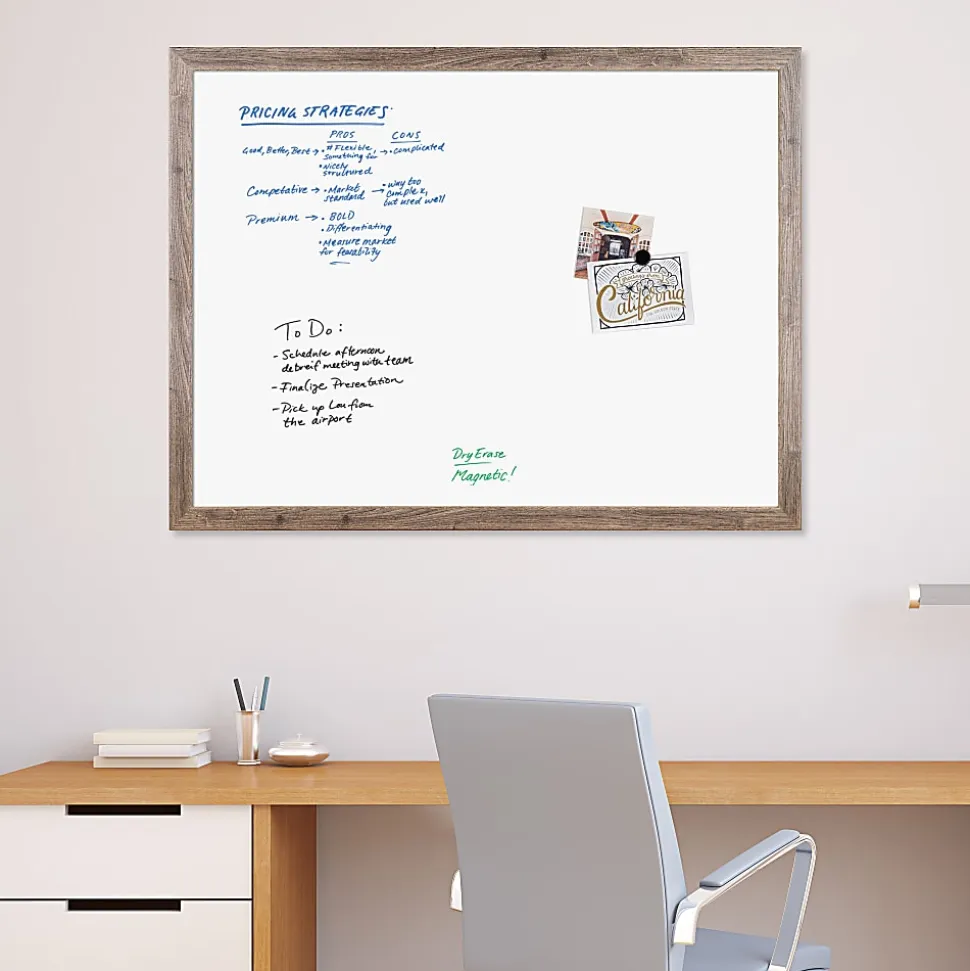 U Brands Decor Magnetic Dry-Erase Board, 48" X 36", Rustic Wood Frame, Actual Size 47" X 35" (4893U00-01)