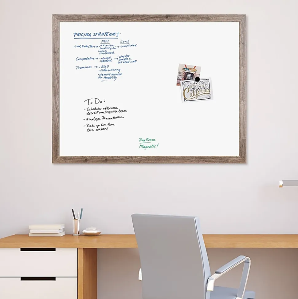 U Brands Decor Magnetic Dry-Erase Board, 48" X 36", Rustic Wood Frame, Actual Size 47" X 35" (4893U00-01)