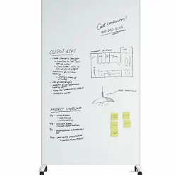 U Brands Double Sided Magnetic Glass Dry-Erase Mobile Floor Easel, 72